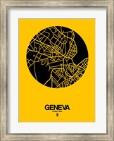 Geneva Street Map Yellow Fine Art Print