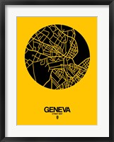 Geneva Street Map Yellow Framed Print