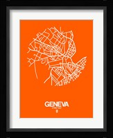 Geneva Street Map Orange Framed Print