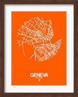 Geneva Street Map Orange Fine Art Print
