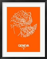 Geneva Street Map Orange Framed Print