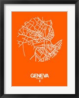 Geneva Street Map Orange Fine Art Print