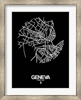 Geneva Street Map Black Fine Art Print