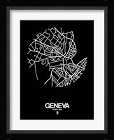 Geneva Street Map Black Fine Art Print