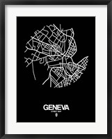 Geneva Street Map Black Fine Art Print