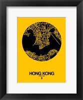 Hong Kong Street Map Yellow Fine Art Print