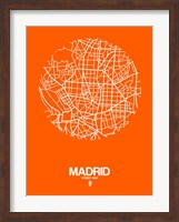 Madrid Street Map Orange Fine Art Print