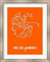 Rio de Janeiro Street Map Orange Fine Art Print