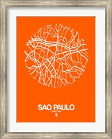 Sao Paulo Street Map Orange Fine Art Print