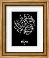 Seoul Street Map Black Fine Art Print
