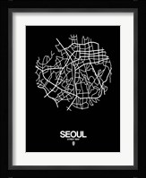 Seoul Street Map Black Fine Art Print