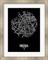 Seoul Street Map Black Fine Art Print
