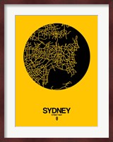 Sydney Street Map Yellow Fine Art Print