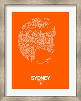Sydney Street Map Orange Fine Art Print