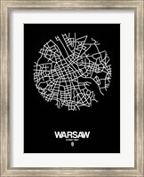 Warsaw Street Map Black Fine Art Print