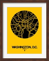 Washington DC  Street Map Yellow Fine Art Print