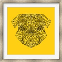 Pug Head Yellow Mesh Fine Art Print