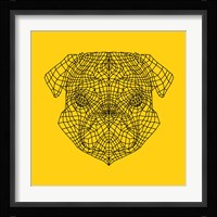 Pug Head Yellow Mesh Fine Art Print