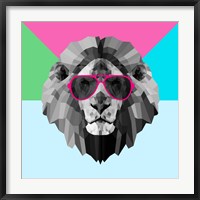 Party Lion in Red Glasses Fine Art Print