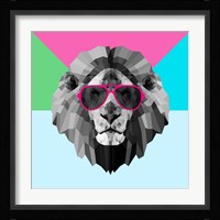 Party Lion in Red Glasses Fine Art Print