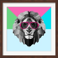Party Lion in Red Glasses Fine Art Print