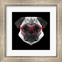 Pug in Red Glasses Fine Art Print