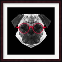 Pug in Red Glasses Fine Art Print
