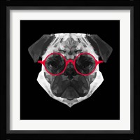 Pug in Red Glasses Fine Art Print