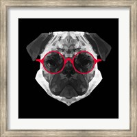 Pug in Red Glasses Fine Art Print