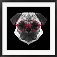 Pug in Red Glasses Fine Art Print