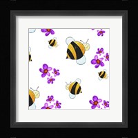 Bees and Pink Flowers Fine Art Print