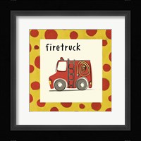 Firetruck with Border Framed Print