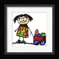 Girl Pulling Cart Fine Art Print