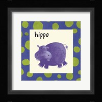 Hippo with Border Framed Print
