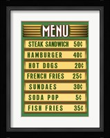 Green Burger Joint Menu Fine Art Print