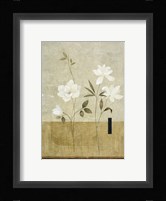 White Flowers on Taupe 1 Fine Art Print