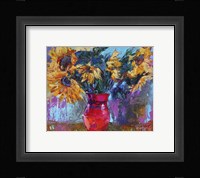 Sunflowers In Red Vase Fine Art Print