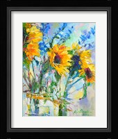Sunflowers In Glass Bottles Fine Art Print