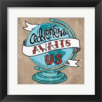 Adventure Love Globe Taupe Fine Art Print