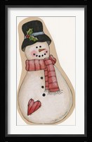 Red Scarf Snowman With Black Hat Framed Print