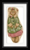 Green Coat Girl Bear Framed Print