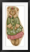 Green Coat Girl Bear Framed Print