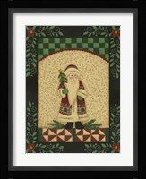 Red Antique Santa With Cabins On Coat Framed Print