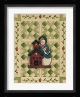 Snowwoman Teacher With Schoolhouse Framed Print