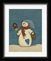 Snowman With Crackle Background Fine Art Print