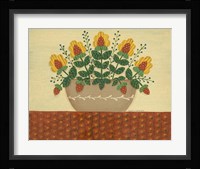 Yellow Flowers With Pumpkin Colored Tablecloth Framed Print