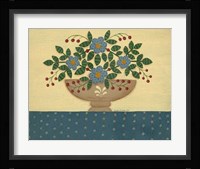Lt. Blue Flowers With Dark Blue Talecloth Framed Print