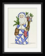 Blue Patchwork Santa Fine Art Print