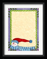 Bright Snowman W/Purple Border Framed Print