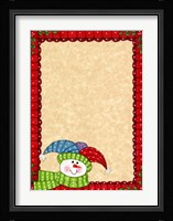 Bright Snowman W/Red Border Fine Art Print